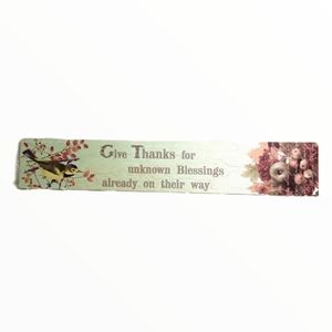 Thanks Thanksgiving Wall Plaque 23” x4” Blessings